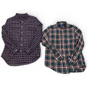 2 Polo Ralph Lauren Plaid Button Cotton Dress Shirt Lot Youth Boys Large 14-16